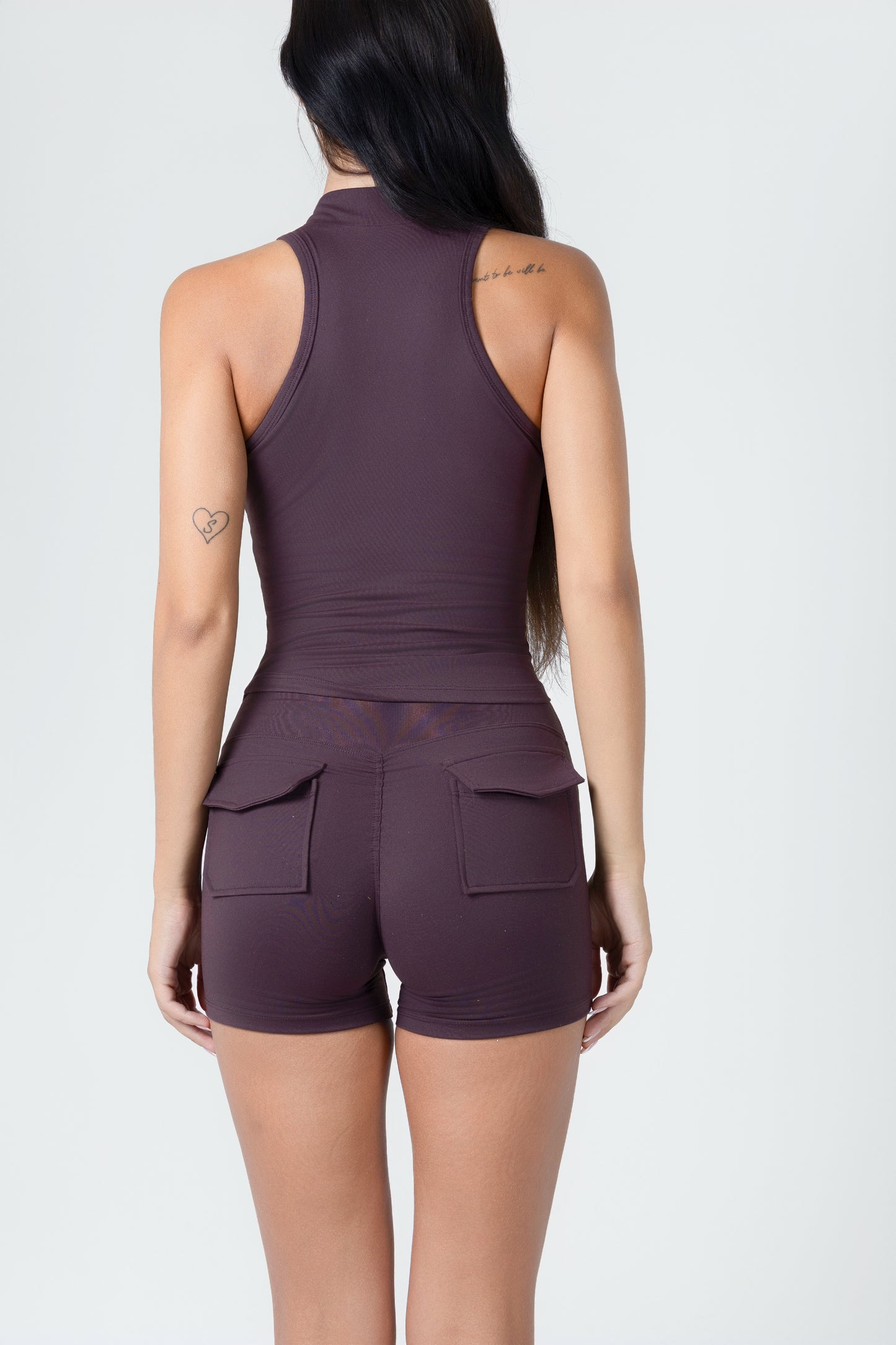 PLUM BROWN CRISS CROSS TOP