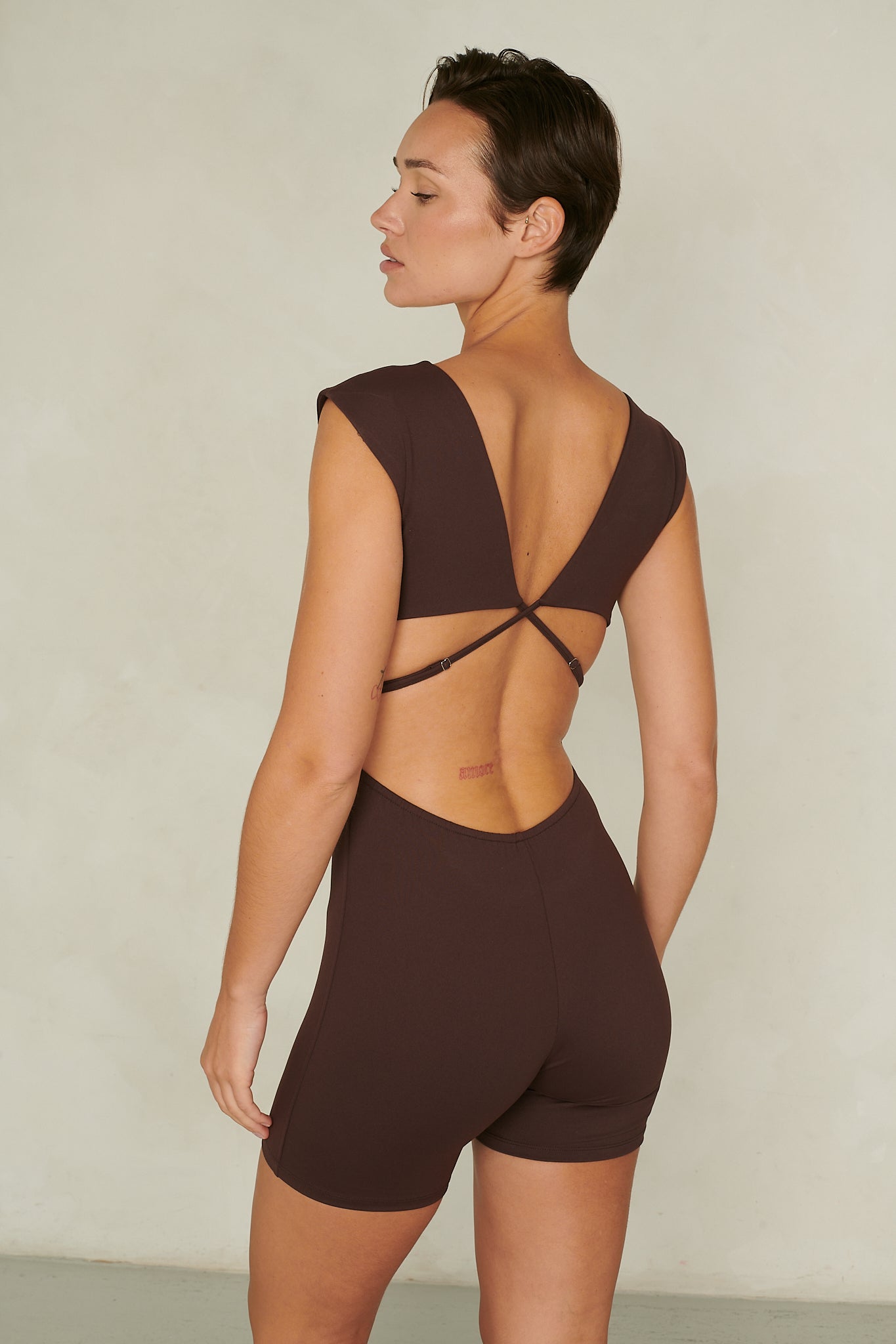 PINK OPEN-BACK PADDED JUMPSUIT